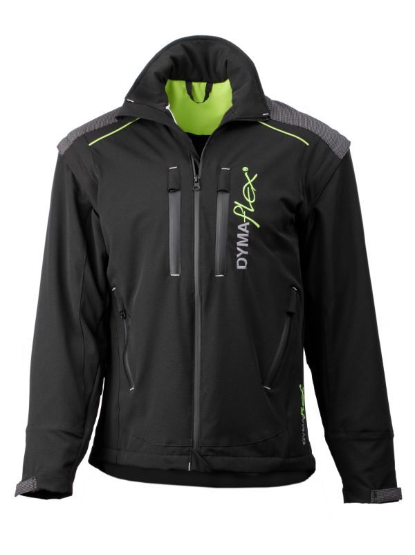 Front view of Dymaflex Cut Resistant Jacket in black