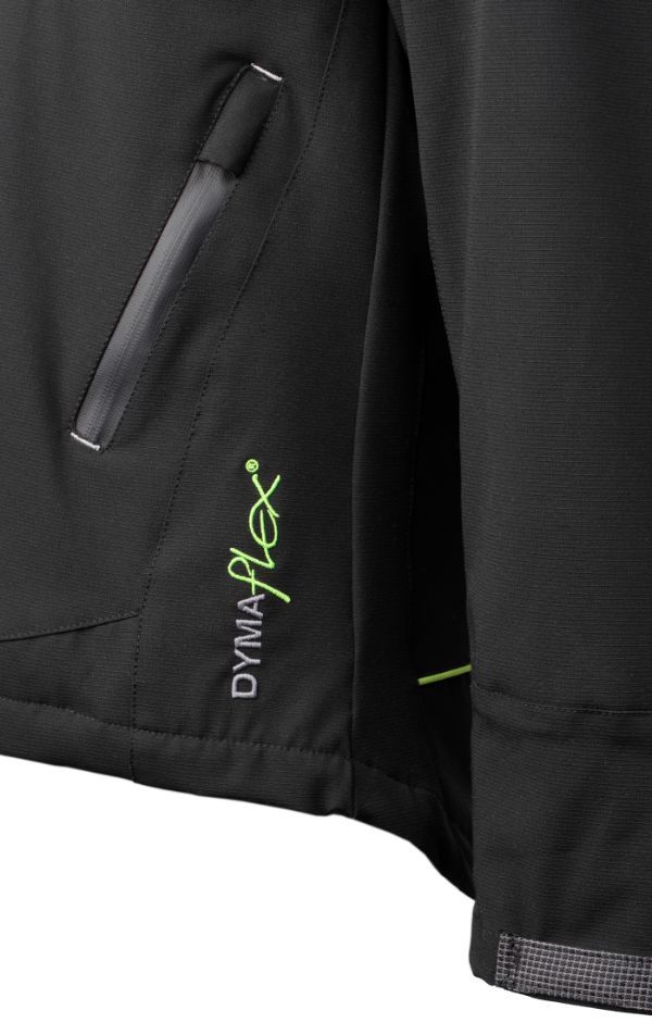Zipped pocket of Dymaflex Cut Resistant Jacket in black